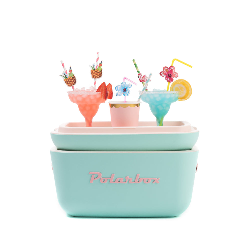 Polarbox 12L Retro Coolbox - Cyan Baby Rose Pop