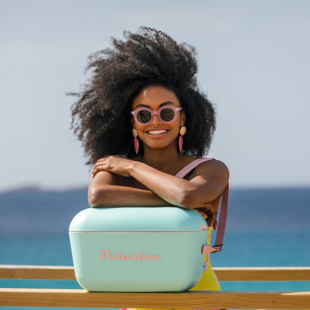 Polarbox 12L Retro Coolbox - Cyan Baby Rose Pop
