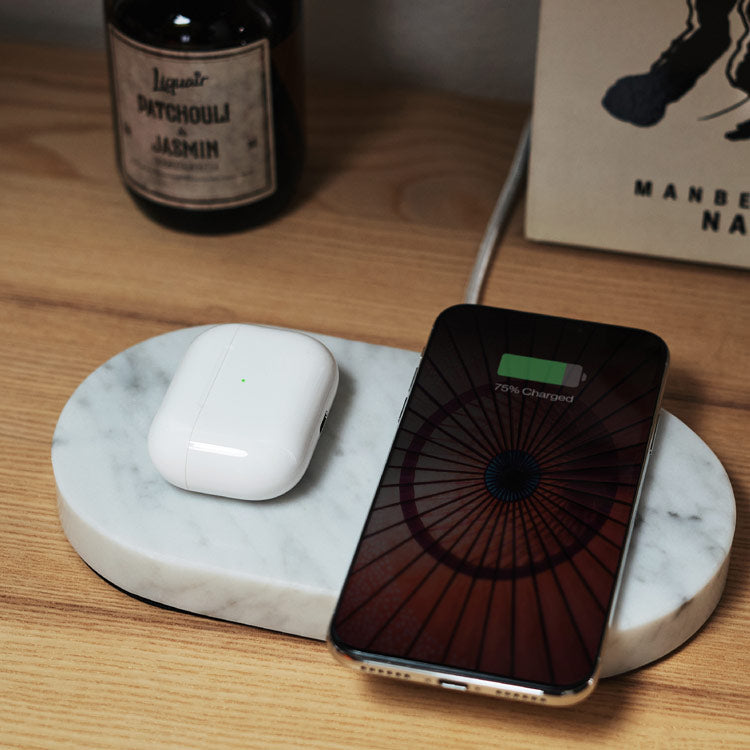Einova Dual Wireless Charging Stone White Marble