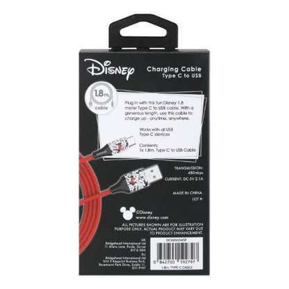 Disney Minnie Mouse 6ft USB C Cable Red