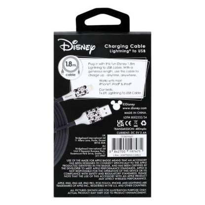 Disney Mickey Mouse 6ft MFI Lightning Cable Black