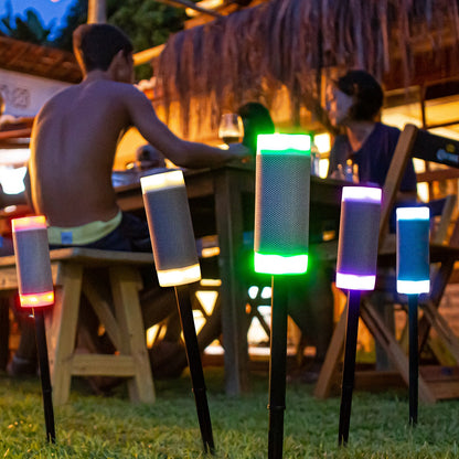 iJOY Tiki Waterproof Speaker and LED Light with Adjustable and Removable Stake
